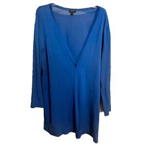 J. Jill Wearever Collection Sweater Blue  Open Front Long Sleeve XL Cotton Blend
